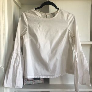 White cotton bell sleeve blouse